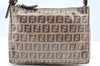 Authentic FENDI Zucchino Vintage Hand Bag Pouch Purse PVC Leather Brown 2105G