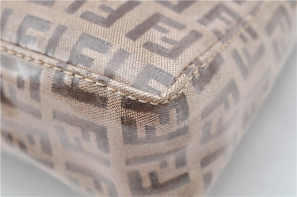 Authentic FENDI Zucchino Vintage Hand Bag Pouch Purse PVC Leather Brown 2105G