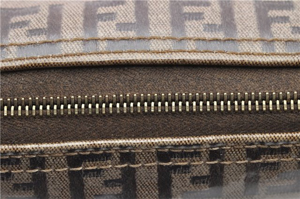 Authentic FENDI Zucchino Vintage Hand Bag Pouch Purse PVC Leather Brown 2105G