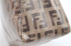 Authentic FENDI Zucchino Vintage Hand Bag Pouch Purse PVC Leather Brown 2105G