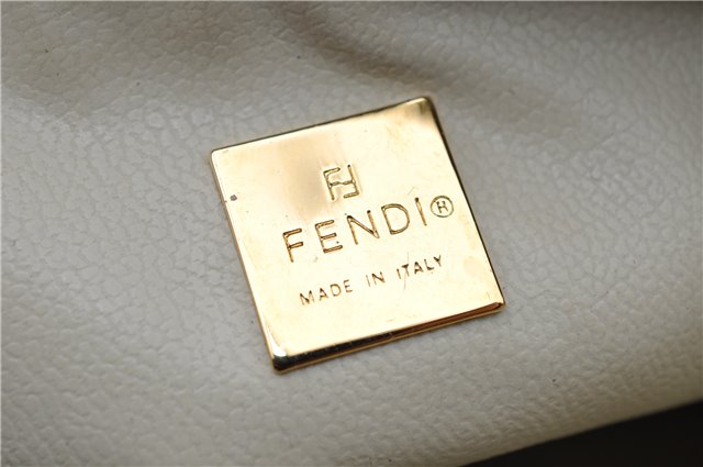 Authentic FENDI Zucchino Vintage Hand Bag Pouch Purse PVC Leather Brown 2105G