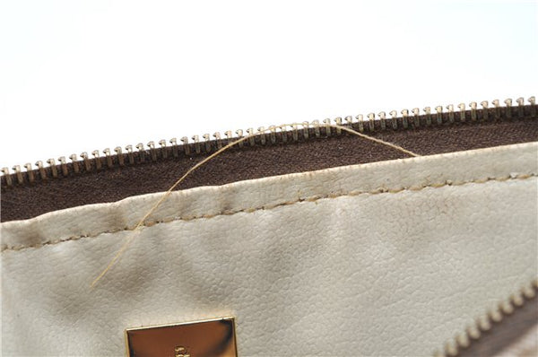 Authentic FENDI Zucchino Vintage Hand Bag Pouch Purse PVC Leather Brown 2105G
