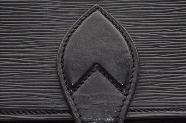 Authentic Louis Vuitton Epi Cartouchiere MM Shoulder Bag Black M52242 LV 2105I