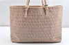 Authentic FENDI Zucchino Shoulder Tote Bag Canvas Leather Beige Pink 2106G