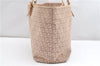 Authentic FENDI Zucchino Shoulder Tote Bag Canvas Leather Beige Pink 2106G