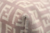 Authentic FENDI Zucchino Shoulder Tote Bag Canvas Leather Beige Pink 2106G
