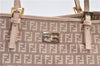 Authentic FENDI Zucchino Shoulder Tote Bag Canvas Leather Beige Pink 2106G