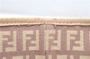 Authentic FENDI Zucchino Shoulder Tote Bag Canvas Leather Beige Pink 2106G
