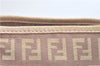 Authentic FENDI Zucchino Shoulder Tote Bag Canvas Leather Beige Pink 2106G