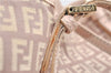 Authentic FENDI Zucchino Shoulder Tote Bag Canvas Leather Beige Pink 2106G
