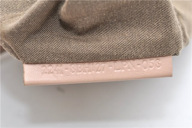 Authentic FENDI Zucchino Shoulder Tote Bag Canvas Leather Beige Pink 2106G