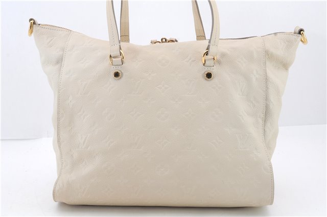 Auth Louis Vuitton Monogram Empreinte Lumineuse PM Tote Bag M93411 White 2107D