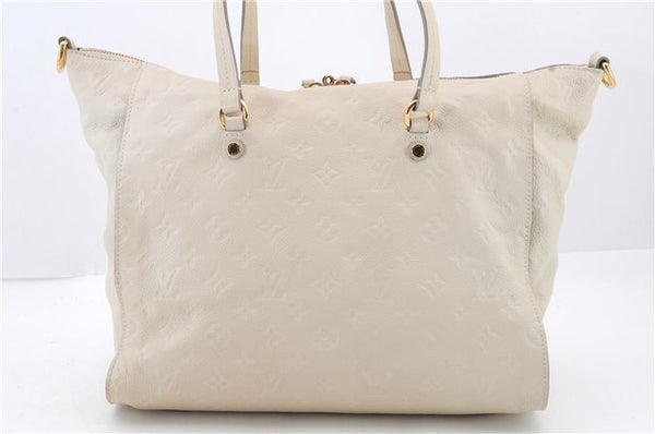 Auth Louis Vuitton Monogram Empreinte Lumineuse PM Tote Bag M93411 White 2107D