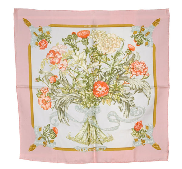 Authentic HERMES Petit Carre 40 Scarf Handkerchief "REGINA" Silk Pink 2108G