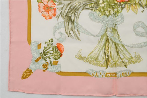 Authentic HERMES Petit Carre 40 Scarf Handkerchief "REGINA" Silk Pink 2108G