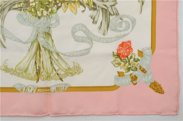 Authentic HERMES Petit Carre 40 Scarf Handkerchief "REGINA" Silk Pink 2108G