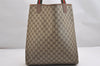 Authentic GUCCI Web Sherry Line Shoulder Tote Bag GG PVC Leather Brown 2108I