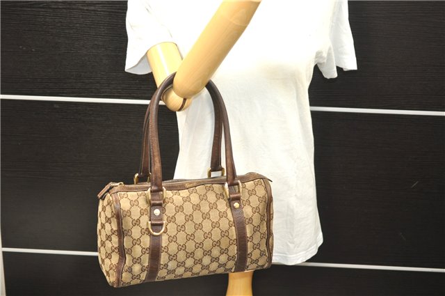 Authentic GUCCI Abbey Shoulder Hand Bag GG Canvas Leather 130942 Brown 2109D