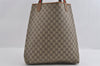 Authentic GUCCI Web Sherry Line Shoulder Tote Bag GG PVC Leather Brown 2109I