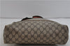 Authentic GUCCI Web Sherry Line Shoulder Tote Bag GG PVC Leather Brown 2110D