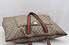 Authentic GUCCI Web Sherry Line GG Plus Travel Bag PVC Leather Brown 2110I