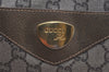 Authentic GUCCI Web Sherry Line GG Plus Travel Bag PVC Leather Brown 2110I