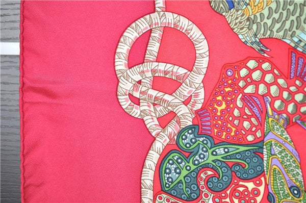 Authentic HERMES Carre 90 Scarf "Grands Fonds" Silk Pink 2111G