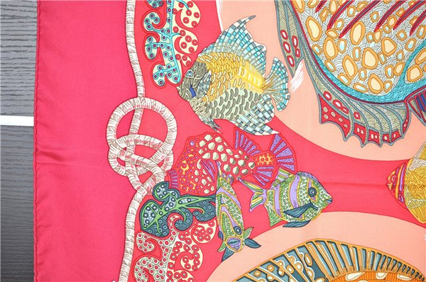 Authentic HERMES Carre 90 Scarf "Grands Fonds" Silk Pink 2111G