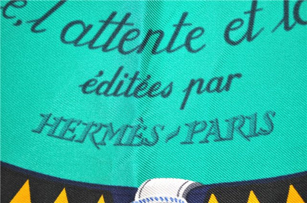 Authentic HERMES Carre 90 Scarf "Couvertures et tenues de Jour" Silk Green 2112G