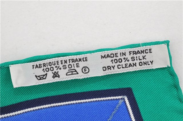 Authentic HERMES Carre 90 Scarf "Couvertures et tenues de Jour" Silk Green 2112G