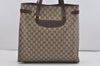 Authentic GUCCI Web Sherry Line Shoulder Tote Bag GG PVC Leather Brown 2112I