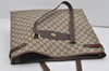 Authentic GUCCI Web Sherry Line Shoulder Tote Bag GG PVC Leather Brown 2112I