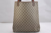 Authentic GUCCI Web Sherry Line Shoulder Tote Bag GG PVC Leather Brown 2113I