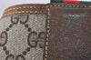 Authentic GUCCI Web Sherry Line Shoulder Tote Bag GG PVC Leather Brown 2113I