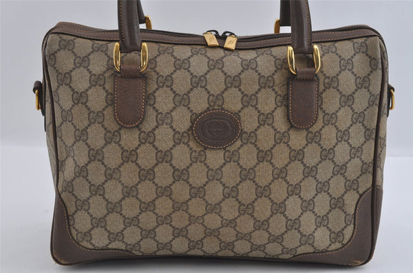 Authentic GUCCI Vintage 2Way Shoulder Hand Tote Bag GG PVC Leather Brown 2114I