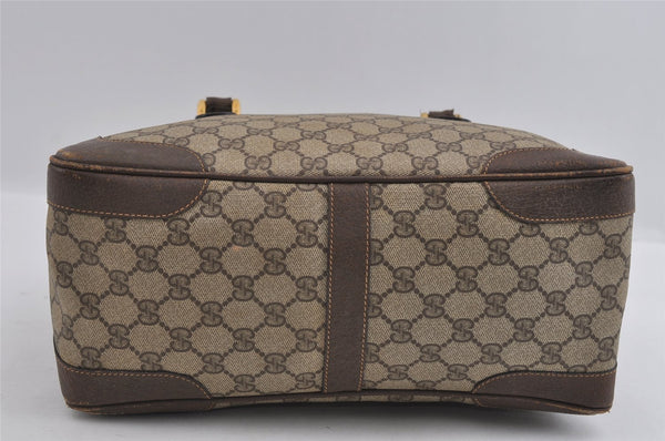 Authentic GUCCI Vintage 2Way Shoulder Hand Tote Bag GG PVC Leather Brown 2114I