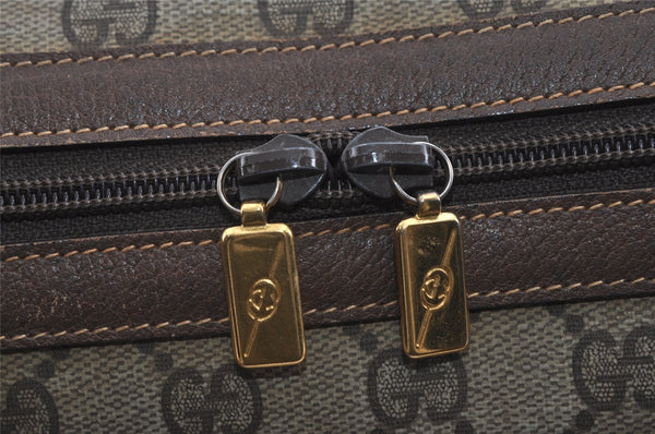 Authentic GUCCI Vintage 2Way Shoulder Hand Tote Bag GG PVC Leather Brown 2114I