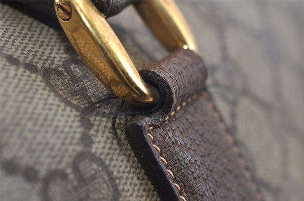 Authentic GUCCI Vintage 2Way Shoulder Hand Tote Bag GG PVC Leather Brown 2114I