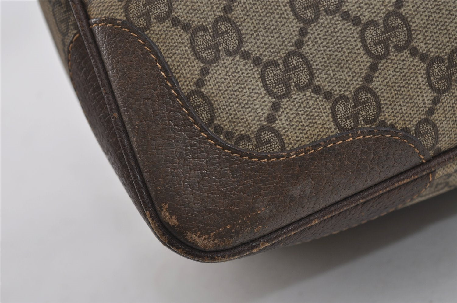 Authentic GUCCI Vintage 2Way Shoulder Hand Tote Bag GG PVC Leather Brown 2114I