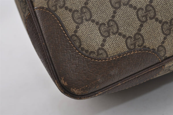 Authentic GUCCI Vintage 2Way Shoulder Hand Tote Bag GG PVC Leather Brown 2114I