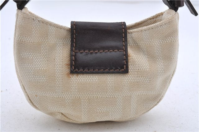 Auth FENDI Zucca Mini Mamma Baguette Hand Bag Purse Canvas Leather Beige 2115D