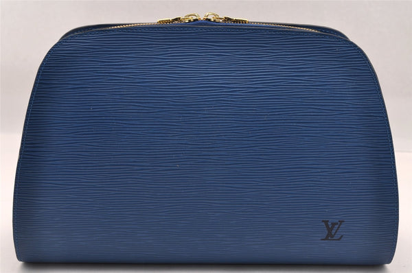 Authentic Louis Vuitton Epi Dauphine GM Cosmetic Pouch Blue M48435 LV 2116I