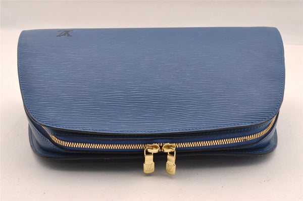 Authentic Louis Vuitton Epi Dauphine GM Cosmetic Pouch Blue M48435 LV 2116I