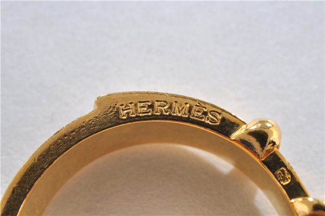 Authentic HERMES Scarf Ring Boucle Sellier Belt Design Gold Tone 2117G