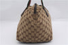 Authentic GUCCI Web Sherry Line Hand Bag GG Canvas Leather 131228 Brown 2119F