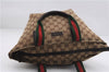 Authentic GUCCI Web Sherry Line Hand Bag GG Canvas Leather 131228 Brown 2119F
