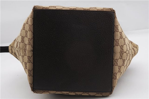 Authentic GUCCI Web Sherry Line Hand Bag GG Canvas Leather 131228 Brown 2119F
