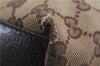 Authentic GUCCI Web Sherry Line Hand Bag GG Canvas Leather 131228 Brown 2119F