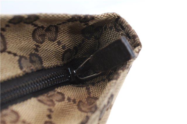 Authentic GUCCI Web Sherry Line Hand Bag GG Canvas Leather 131228 Brown 2119F