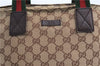 Authentic GUCCI Web Sherry Line Hand Bag GG Canvas Leather 131228 Brown 2119F